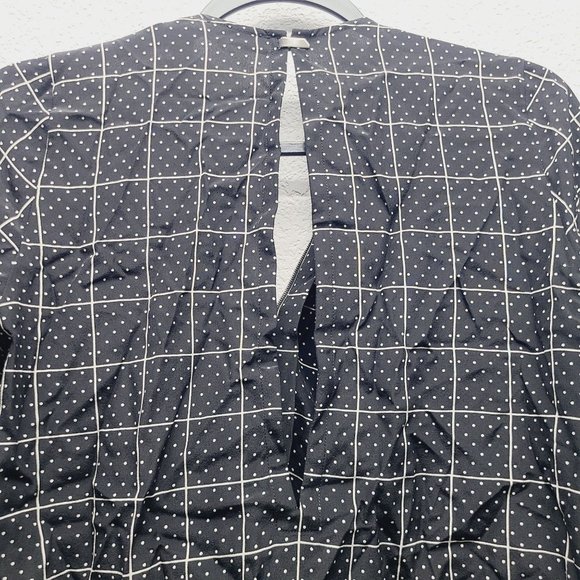 Sandro Paris Window Pane Polka Dot 100% Silk Top Size 1 Small Black - Picture 4 of 9